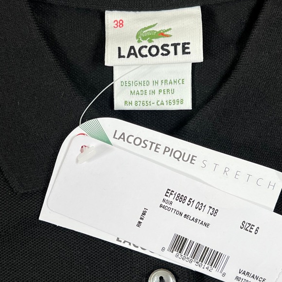 Lacoste Women's Size 6 Black Short Sleeve Polo Dress Stretch Pique VTG NWT - Picture 6 of 10